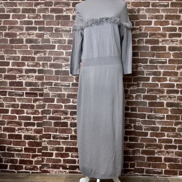 Eva Mendes Knit Dress Gray Long Slip On Size XL - Picture 1 of 11
